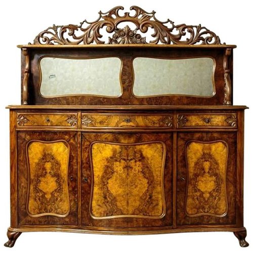 Rococo Revival Sideboard in Walnut and Veneer, 1850 for sale at Pamono