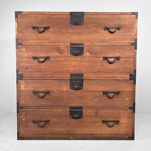 Traditional Japanese kimono tansu chest of drawers from Meiji period showing specialized storage design for proper kimono dimensions and preservation