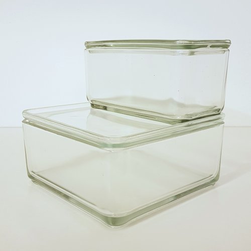 Kubus Glass Containers with Lids by Wilhelm Wagenfeld for Vlg