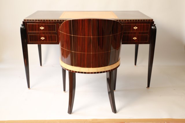Art Déco Desk Chair Ensemble 1920s, Art Deco Desk Set Metal