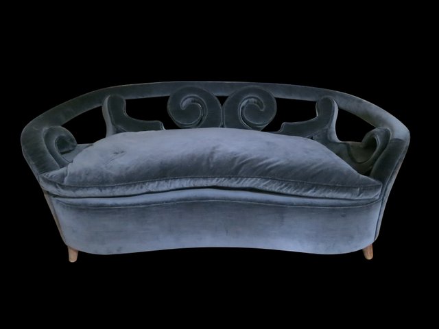 Italian Mid Century Two Seater Sofa, Curved Back Sofa