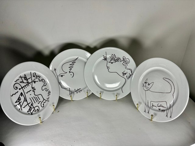 Jean Cocteau プレート 6枚セット SEYEI Porcelain Plates Jean Cocteau for Limoges, France, 1960s, Set of 4