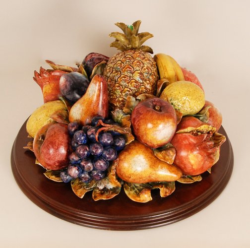 Coupe à Fruits Vintage En Céramique BF Portugal - 35x26 Cm - Blanc