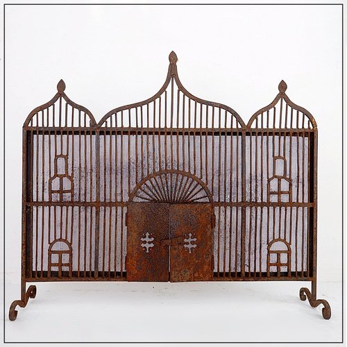 Paravent de cheminée en bronze antique - Peacock Fan sur France