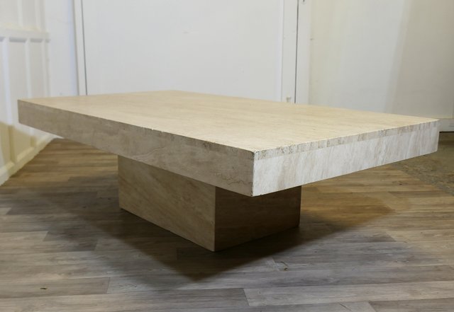 Vintage Italian Travertine Stone Cube Coffee Table, 1970s for sale