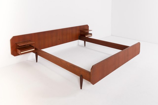 Mid century double bed frame discount