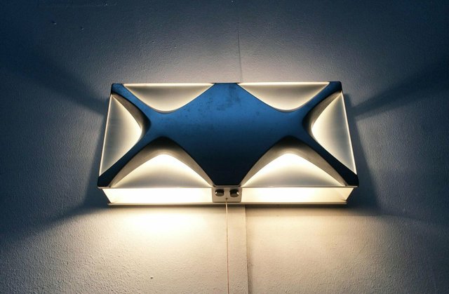 Mid-Century Space Age Cross Oyster Style Wall Lamp by Klaus Link