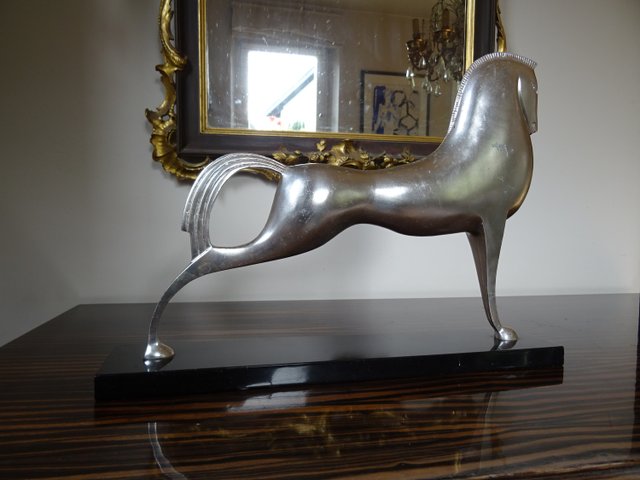 Lovet-Lorski, Modernist Art Deco Style Horse, Bronze on Marble
