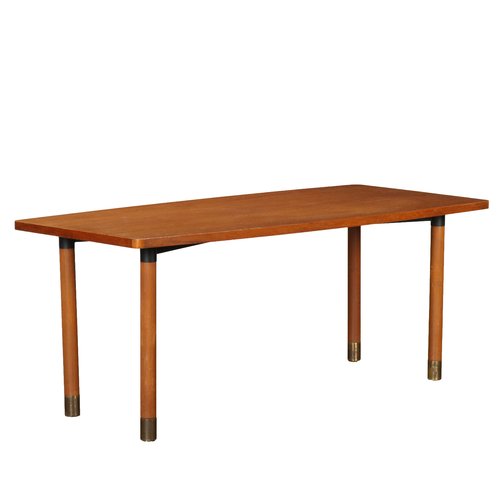 Vintage Italian Table in Teak and Brass, 1960s for sale at Vintage Italian Table in Teak and Brass, 1960s for sale at