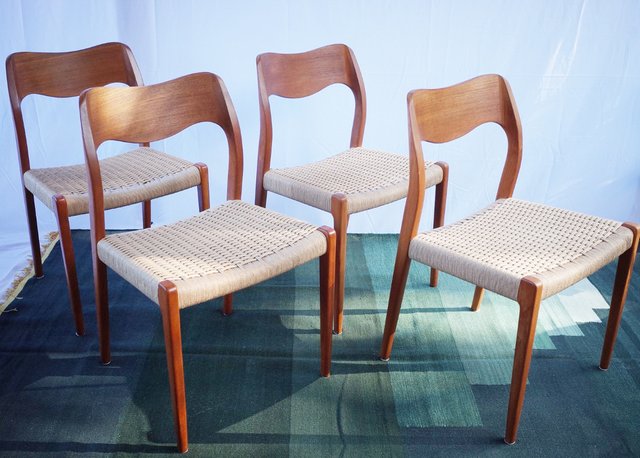 Danish Teak Chairs Model 71 by Niels O. Møller, 1960s, Set of 4 for ...