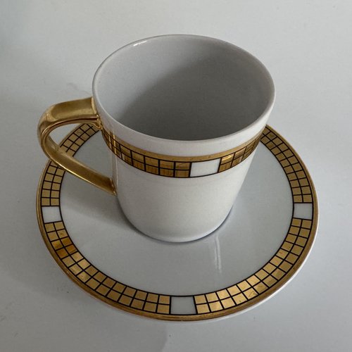 Quadri Gold Coffee Cup with Saucer by Bulgari for Rosenthal, 1990s