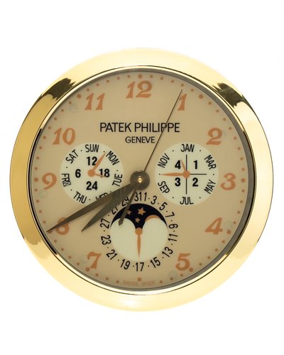 Gold Concessionary Swiss Wall Clock from Patek Philippe 2010s for sale at Pamono