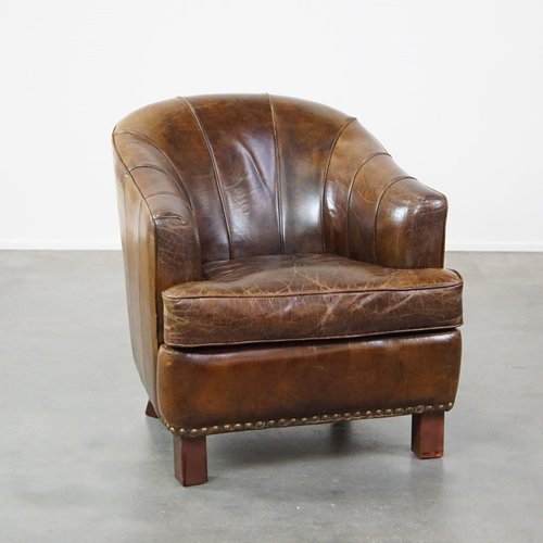 Vintage Leather Lounge Chair for sale at Pamono