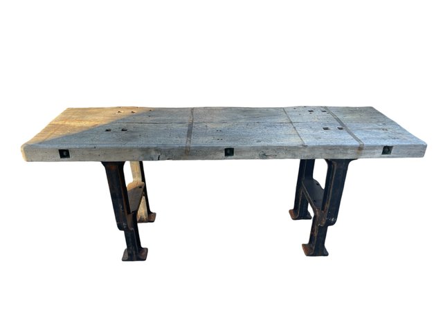 サンゾー工務店　IRON TABLE used Industrial Factory Workbench in Cast Iron and Wood Top, 1955 for