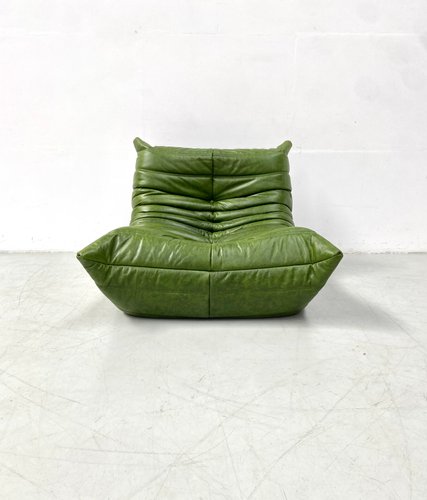 Togo Sessel Grünes Leder von Michel Ducaroy | Ligne Roset