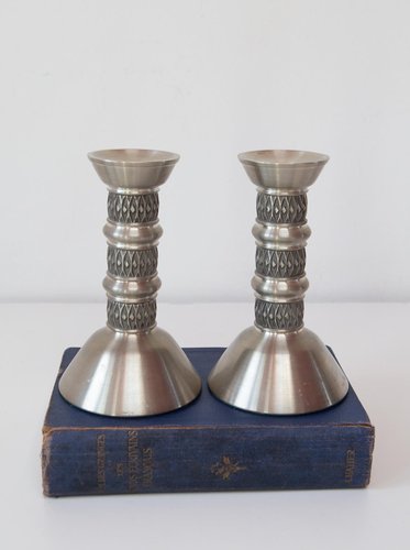 Vintage Norwegian Pewter Candleholders, Mästad, Norway, Set  display picture 1