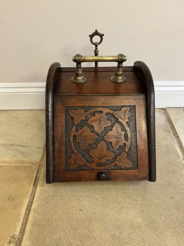 【Vintage Woodwork】古建具リメイク額ボックスA Black Painted English Oak Strongbox Decorated with Coat of Arms