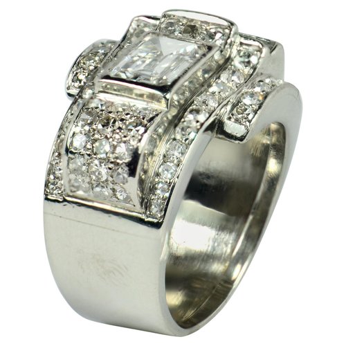 SOLAKZADE 1940s Tank Ring 18k diamond（RETRO 1940s TANK 18CT