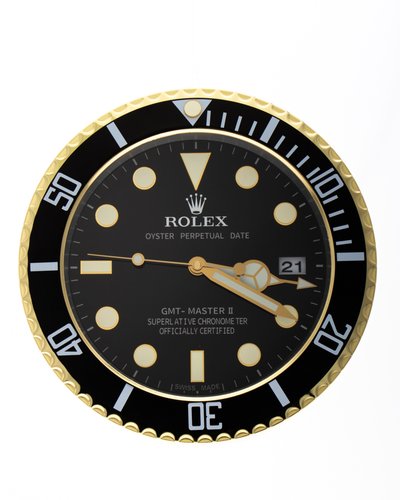 Orologio da parete GMT Master II Oyster in oro e nero di Rolex in vendita su Pamono