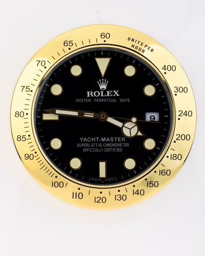 Gold Black Yacht Master Oyster Wall Clock from Rolex