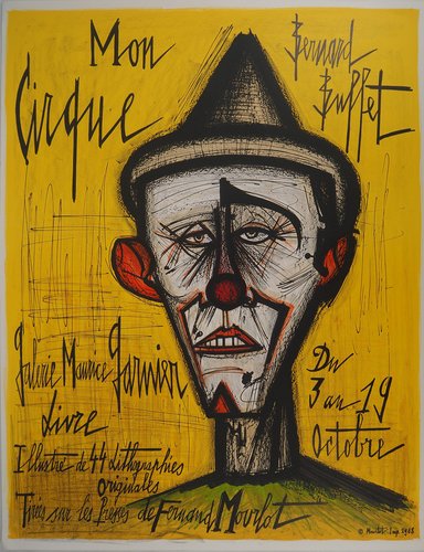 Bernard Buffet, My Circus, The Clown, Original Lithograph