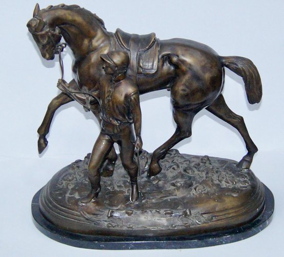 Edgar Bertram, Winning Horse Sculpture, 1872, Bronze on Marble Base for ...