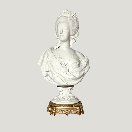 Buste Marie-Antoinette En Plâtre – Blanc, Sculpture D'Occasion