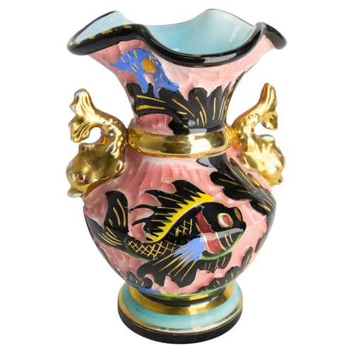 Mid-Century French Cerdazur Monaco Ceramic Vase with Sea