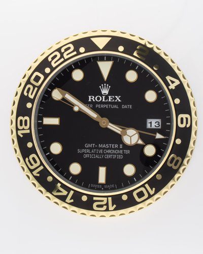 Gold and Black Oyster Perpetual GMT Master II with Gold Hands Wall Clock from Rolex for sale at Pamono
