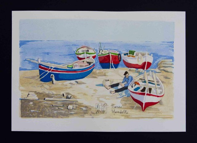 Aldo Riso, Presso Mondello, Lithograph, 2003 for sale at Pamono