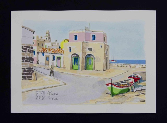 Aldo Riso, Presso Vieste, Lithograph, 2003 for sale at Pamono