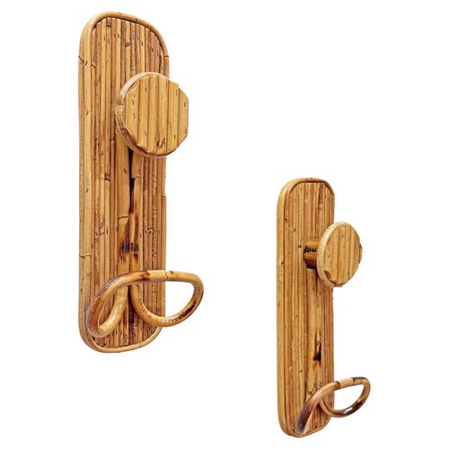 French Riviera Coat Hooks in Bamboo and Rattan attributed to Vivai
