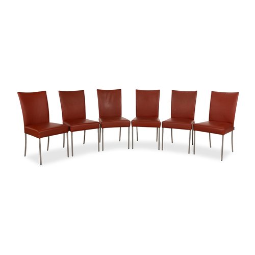 Penthouse Chairs in Brown Leather from Contur, Set of 6 for sale at Pamono
