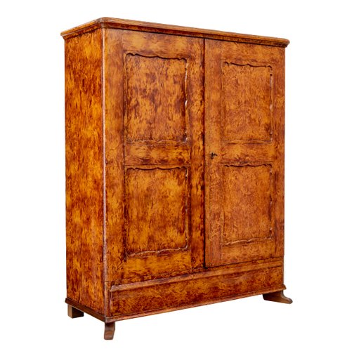 19th Century Swedish Traditional Ragwork Pine Cupboard, 1860 for