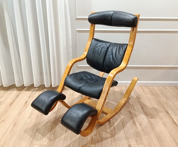 Leather Zero Gravity Armchair by Peter Opsvik for Stokke, 1980s