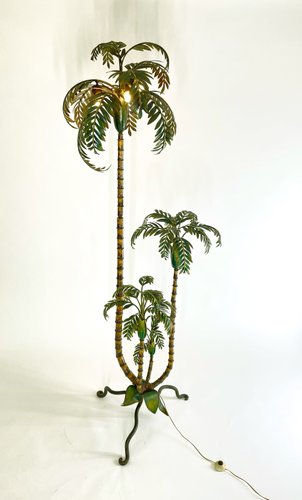 Sculpture Murale Tripple Palmier - Métal Fait Main, Art Tiki Tropical, Déco Intérieure