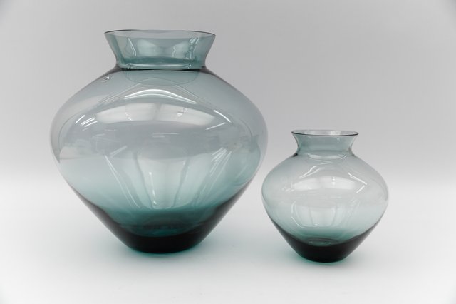 Tourmaline Blue Heart Vases by Wilhelm Wagenfeld for WMF