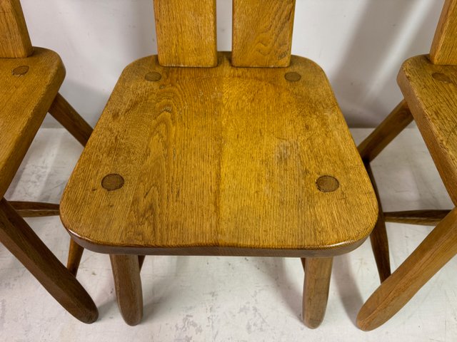 Oak Dining Chairs by De Puydt, 1960s, Set of 4 for sale at Pamono