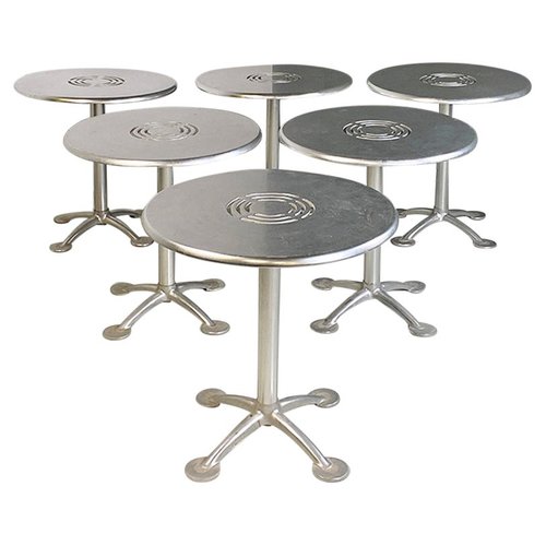 Italian Modern Round Brushed Aluminium Casting Bar or Dining Tables ...