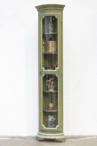 Selva Corner Display Cabinet in Lacquered Green for sale at