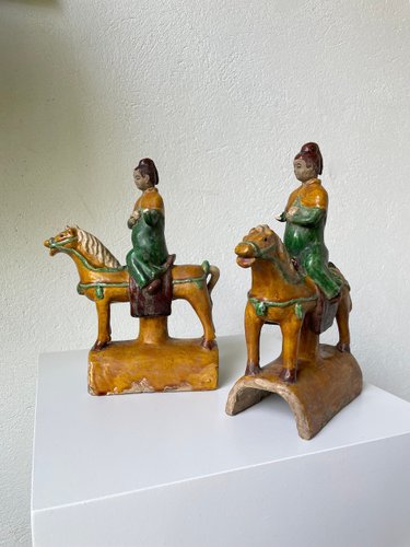Ming Period Terracotta Equestrian Ridge Tile, Set of 2 for sale at Pamono