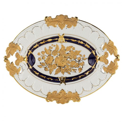 20th Century Porcelain Dish with Openwork Handles from Meissen for