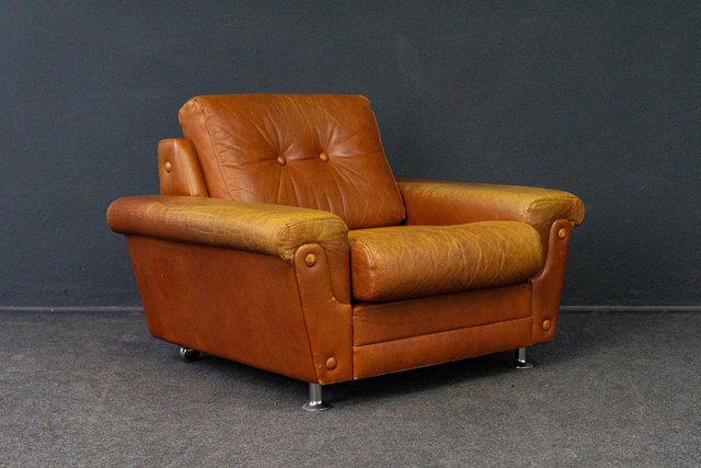 Vintage Orange Leather Armchair