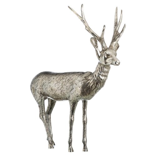 Statuettes Renne En Argent Résine - Lot De 2 (debout Et Incliné) - Décoration De Noël Chic Pour Table, Salon - 6