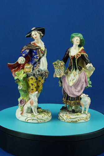 Rococo Style Lady and Dandy Figurines in Porcelain from Chelsea-Derby ...