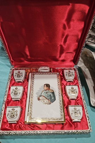 Napoleon Cognac Liqueur Flask with Cap and Cups in Box from