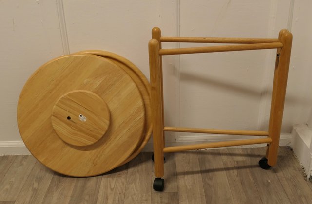 Mid-Century Pine 2-Tier Lazy Susan Trolley, 1960s for sale at Pamono