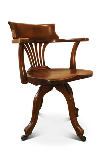 Antique English Victorian Revolving Desk Chair in Mahogany, 1890s