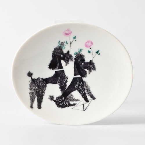 Hand-Painted Porcelain Poodle Plate by Lis Müller for Rosenthal
