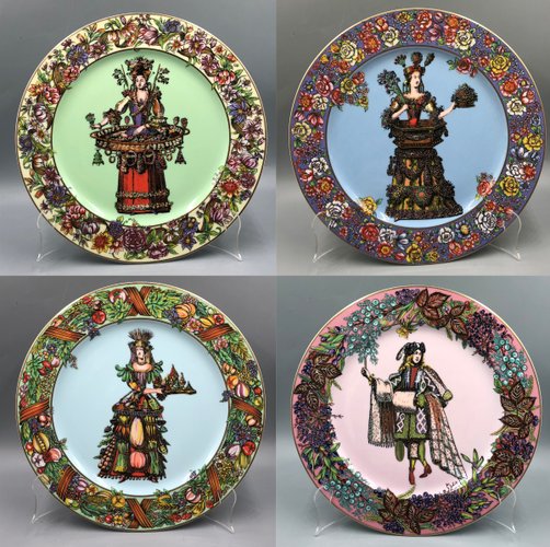 Four Seasons Decorative Plates by Versace for Rosenthal, 1990s